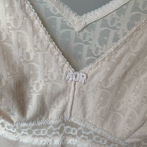 Sexy DIOR Trotter Logo Blush Slip Dress Lingerie